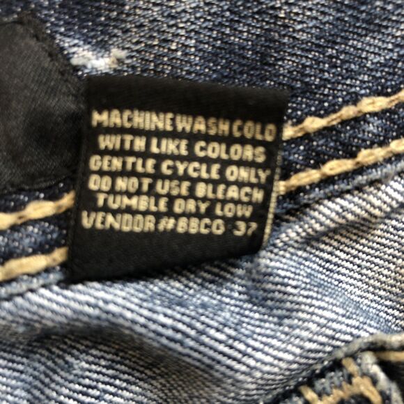 Jordan Craig Jeans Men 38x32 Blue Distressed Straight Leg Dark Wash Baggy - Picture 7 of 9